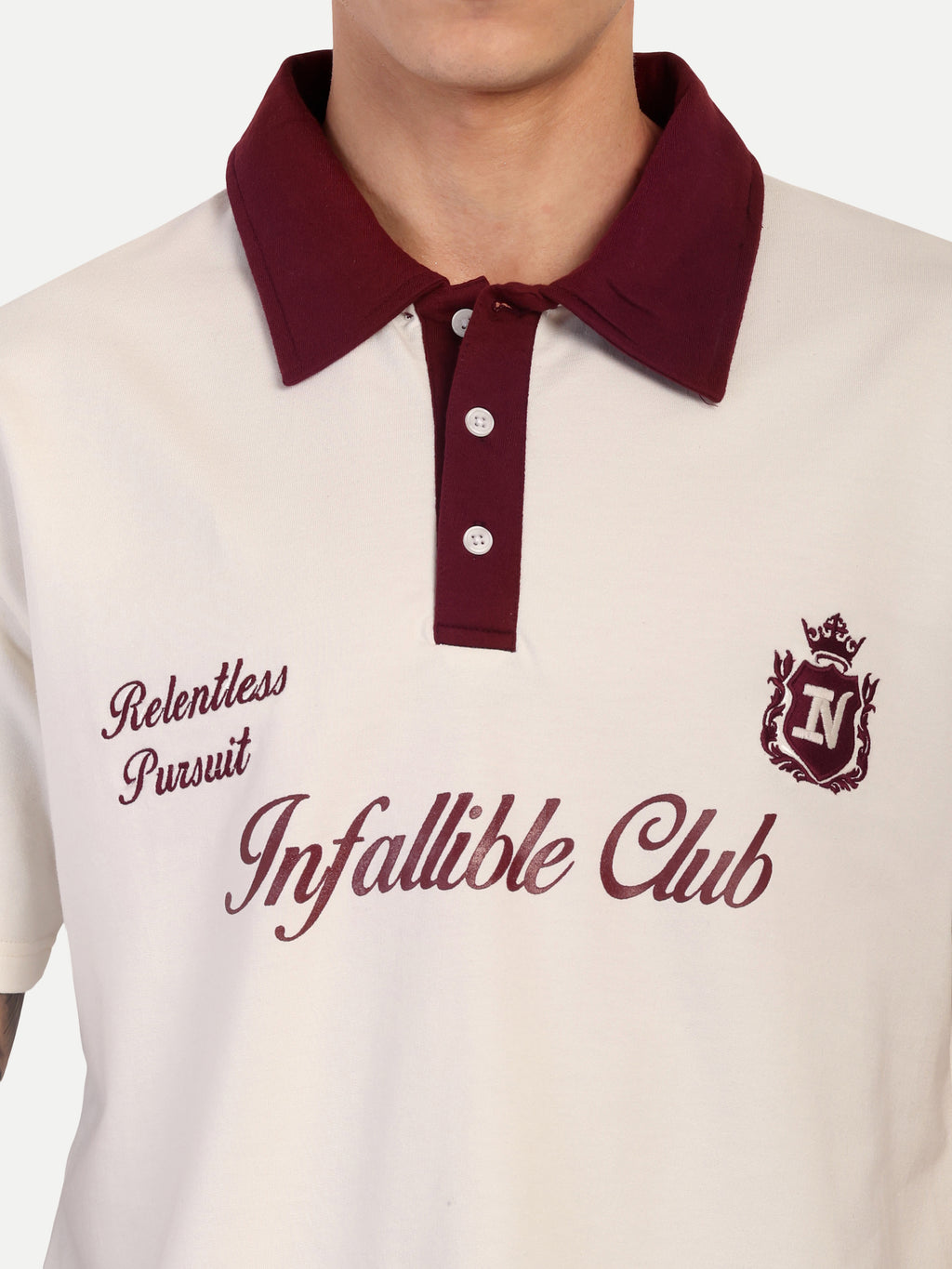 CLUB POLO JERSEY — WHITE MAROON