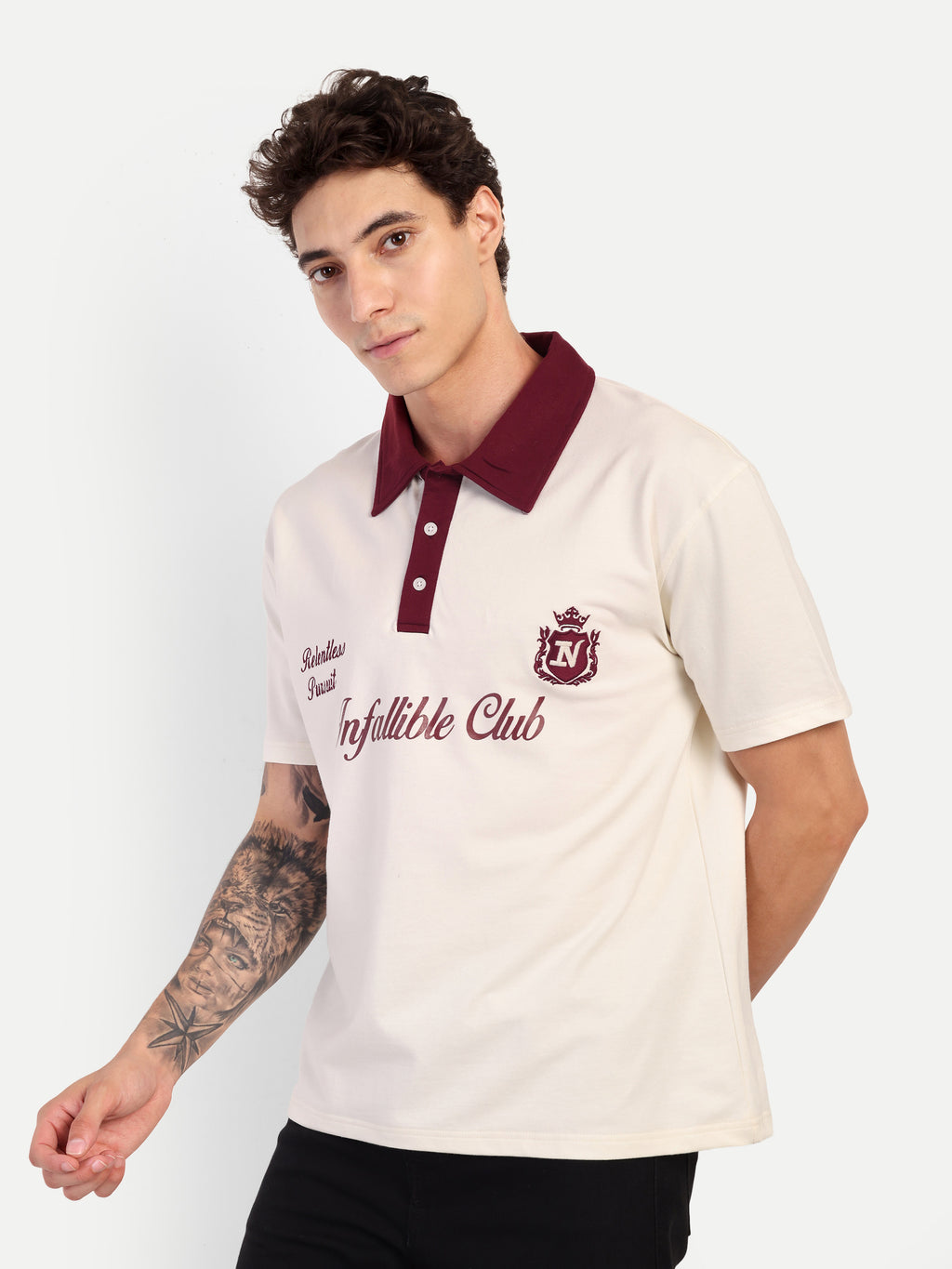 CLUB POLO JERSEY — WHITE MAROON