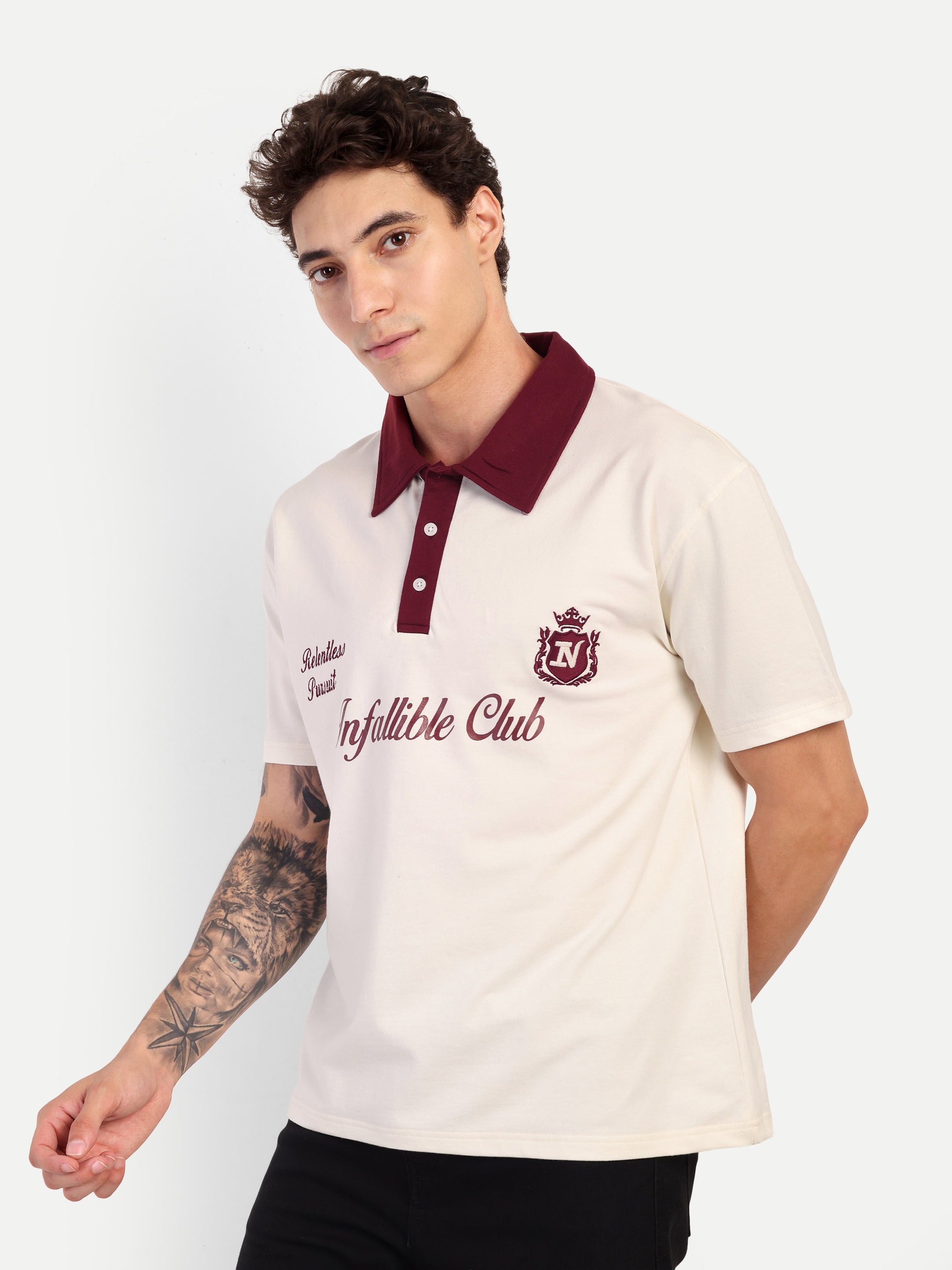 CLUB POLO JERSEY — WHITE MAROON
