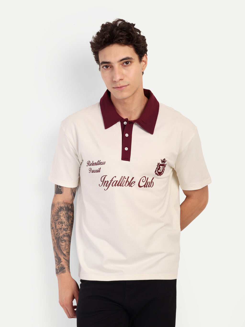 CLUB POLO JERSEY — WHITE MAROON