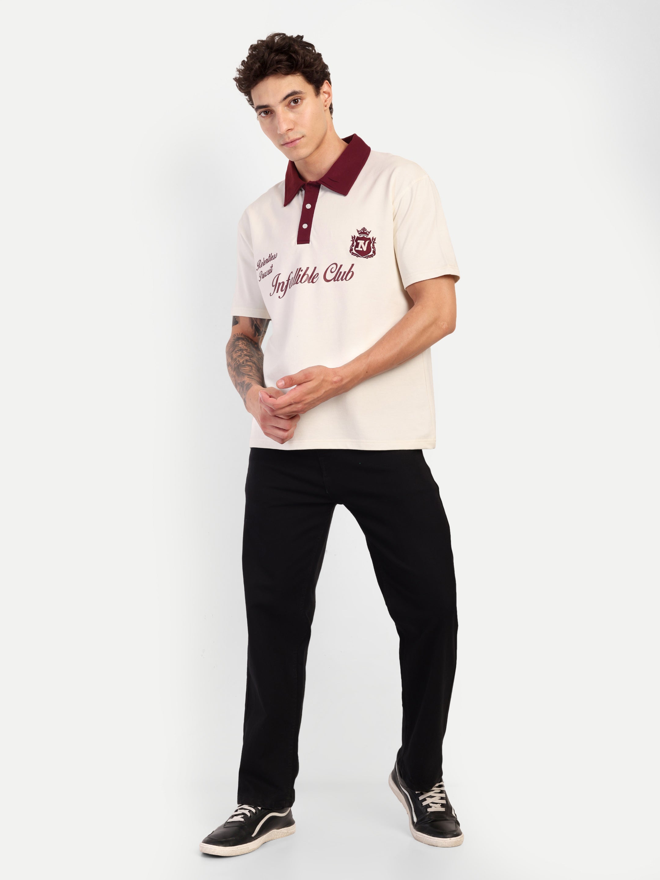 CLUB POLO JERSEY — WHITE MAROON