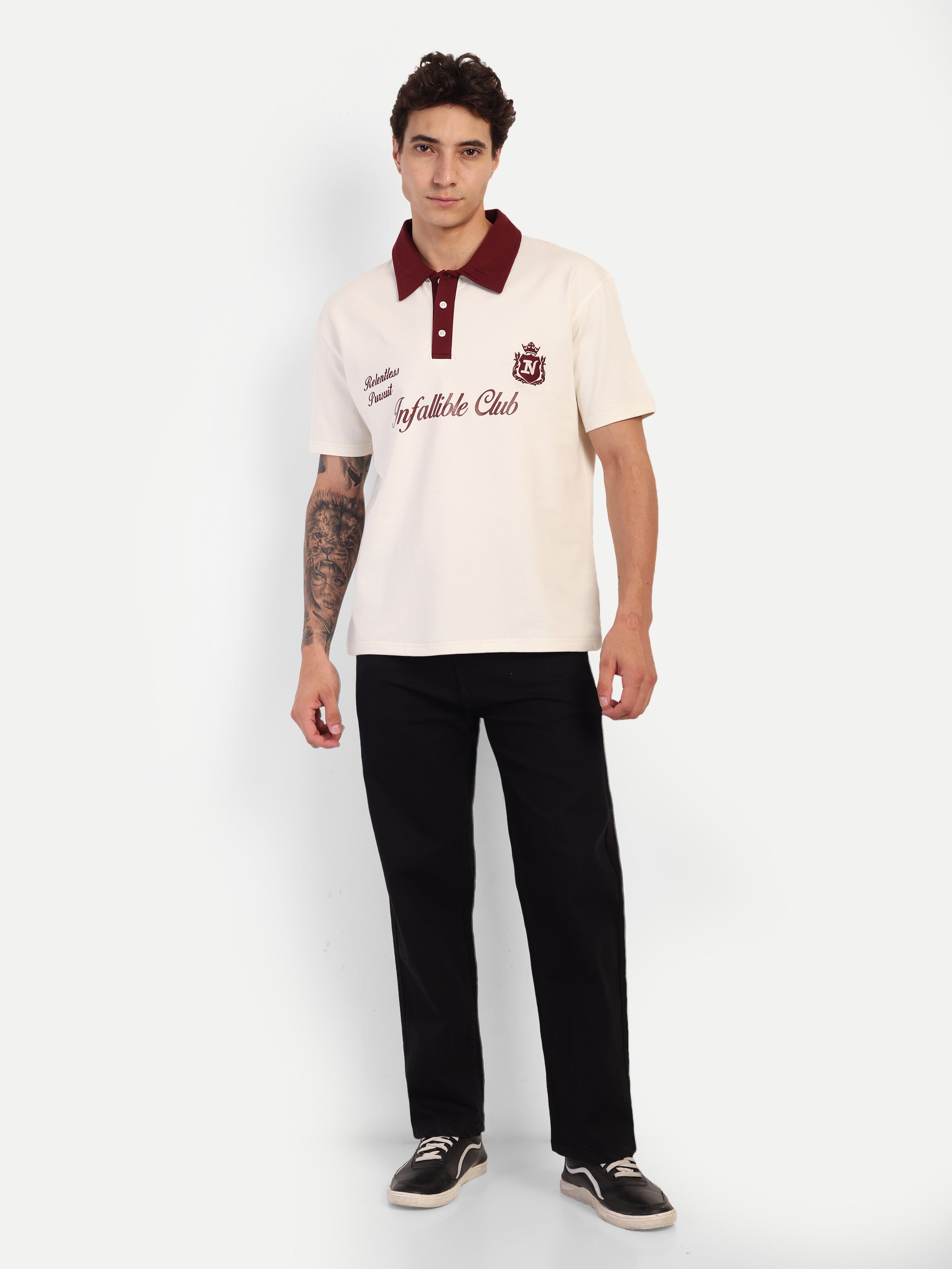 CLUB POLO JERSEY — WHITE MAROON